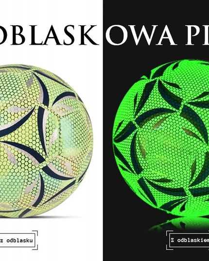 Maginis atspindintis futbolo kamuolys fluorescencinis šviečiantis