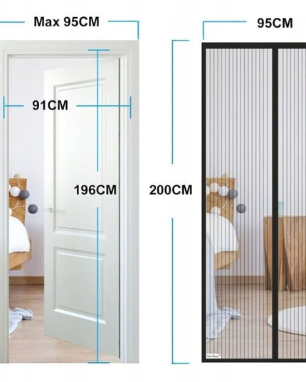 Magnetinis tinklelis nuo uodų durims 95x200 cm, juodas