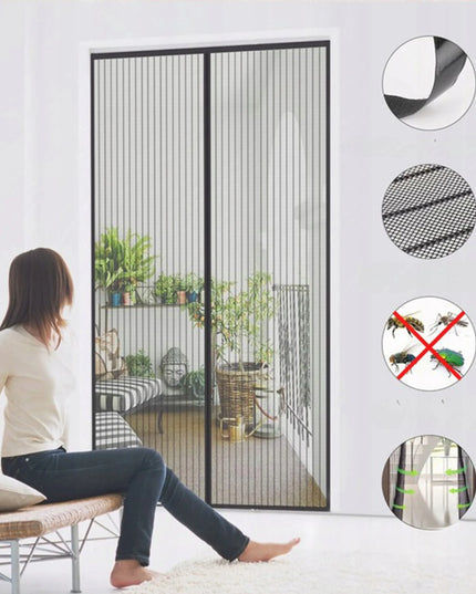 Magnetinis tinklelis nuo vabzdžių balkono durims 90x230 cm juodas