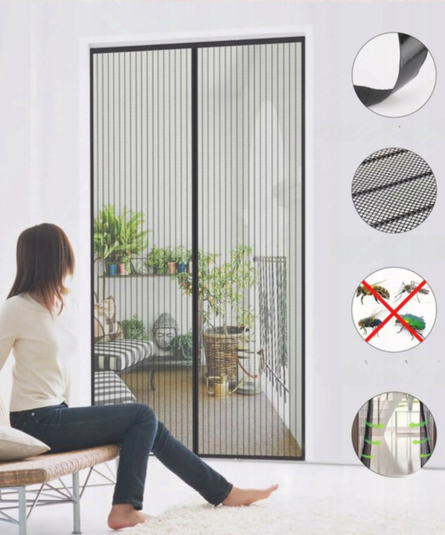 Magnetinis tinklelis nuo vabzdžių balkono durims 90x230 cm juodas