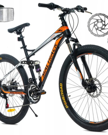 MalTrack Team Orange 26" MTB kalnų dviratis, 18 Shimano pavarų, diskiniai stabdžiai