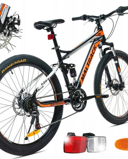 MalTrack Team Orange 26" MTB kalnų dviratis, 18 Shimano pavarų, diskiniai stabdžiai
