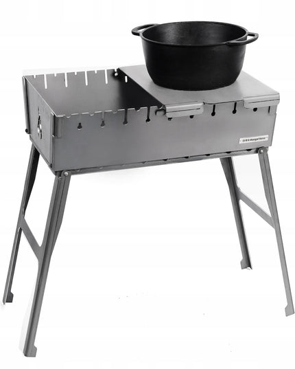 Mangal kepsninė lagaminas 10 iešmų anglimis kūrenama sulankstoma metalinė 3 mm