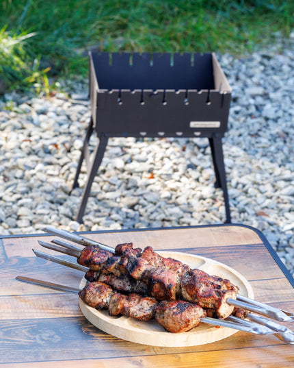 Mangal kepsninė-lagaminas 6 iešmams, anglinė, sudedama, metalinė 2 mm + dovanos