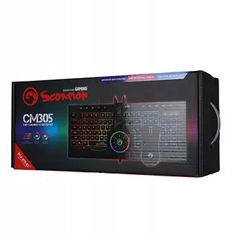 Marvo CM305 RGB žaidimų klaviatūros, pelės ir ausinių rinkinys, juodas