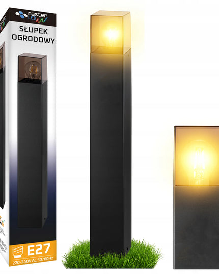 Masterled 60 cm pastatomas lauko šviestuvas-stulpelis, E27, juodas