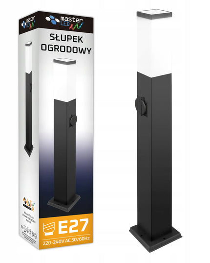 Masterled 65 cm lauko LED šviestuvas-kolona su E27 lizdu ir 230V kištukiniu lizdu