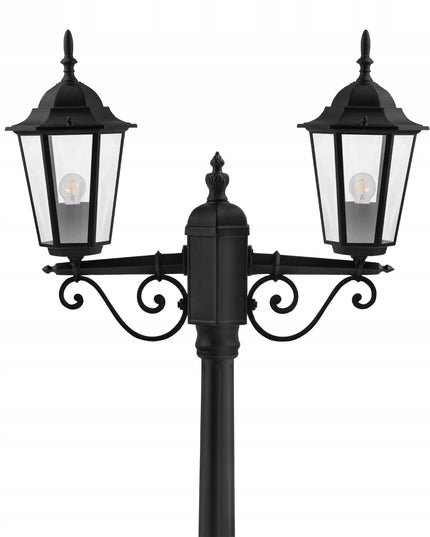 Masterled pastatomas lauko LED šviestuvas 227 cm, lampionas 2x E27, stulpas