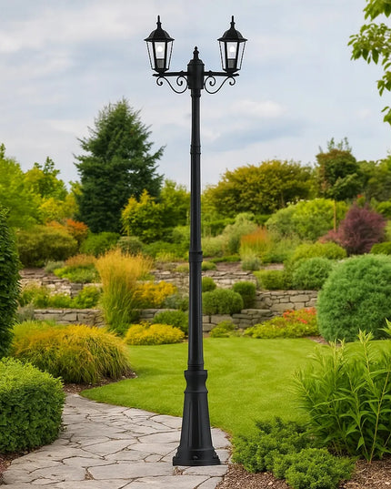 Masterled pastatomas lauko LED šviestuvas 227 cm, lampionas 2x E27, stulpas