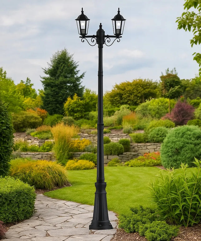 Masterled pastatomas lauko LED šviestuvas 227 cm, lampionas 2x E27, stulpas