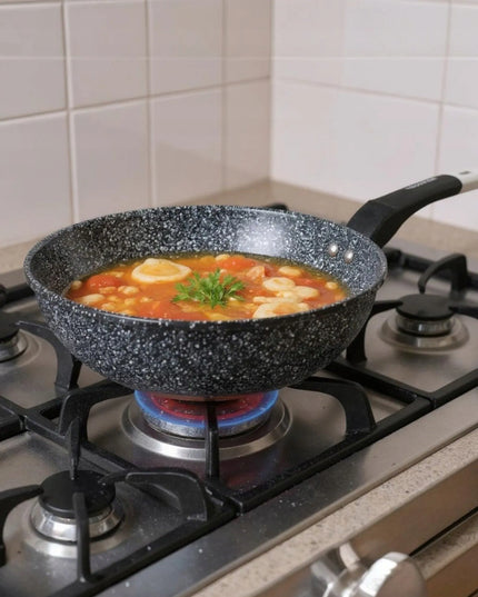 Masterpan gili granitinė wok keptuvė 28 cm, neprideganti, skirta indukcinėms ir dujinėms viryklėms