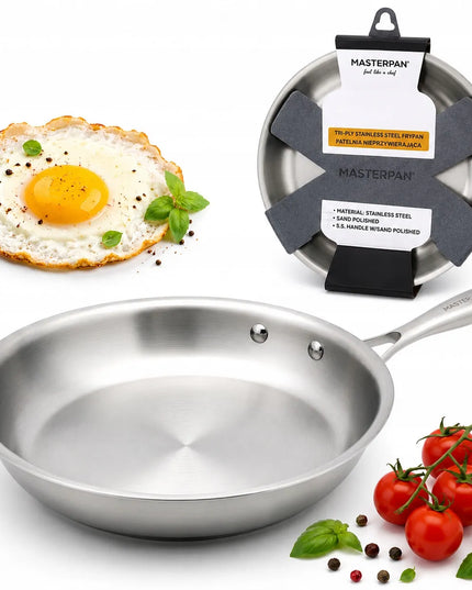 Masterpan plieninė 20 cm keptuvė iš nerūdijančio plieno su indukcija