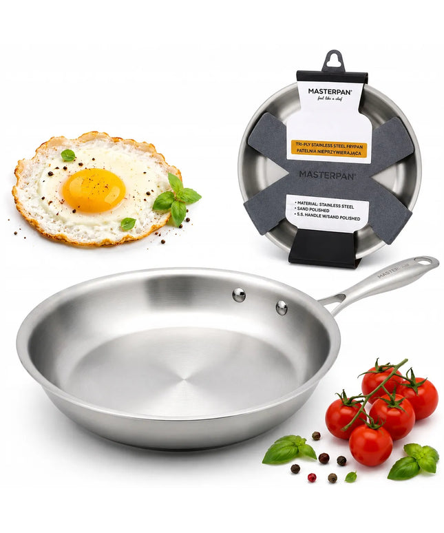 Masterpan plieninė 20 cm keptuvė iš nerūdijančio plieno su indukcija