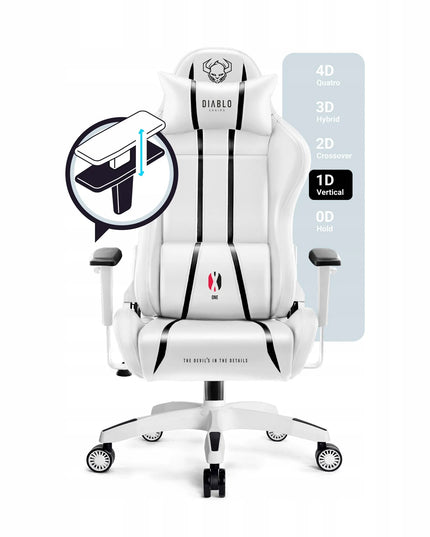 Maža žaidimų kėdė sukama prie stalo DIABLO X-ONE 2.0 Small Size balta