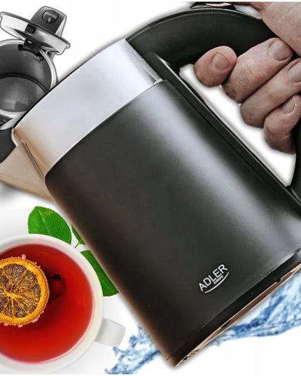 Mažas elektrinis kelioninis virdulys Adler 800W 0,6L, metalinis, juodas
