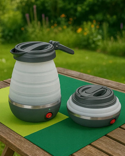 Mažas kelioninis elektrinis sulankstomas silikoninis virdulys 600ml 750W su krepšeliu