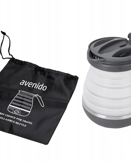 Mažas kelioninis elektrinis sulankstomas silikoninis virdulys 600ml 750W su krepšeliu