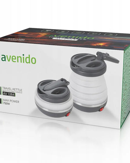 Mažas kelioninis elektrinis sulankstomas silikoninis virdulys 600ml 750W su krepšeliu