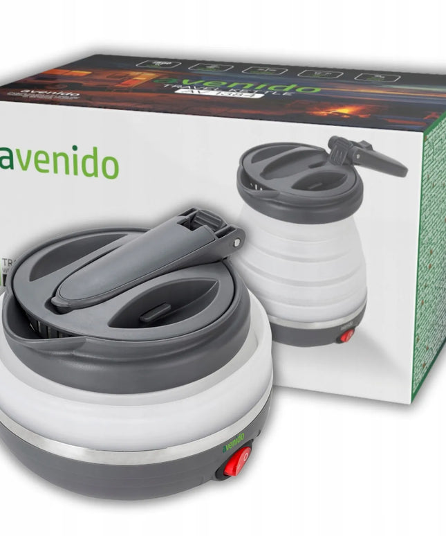 Mažas kelioninis elektrinis sulankstomas silikoninis virdulys 600ml 750W su krepšeliu