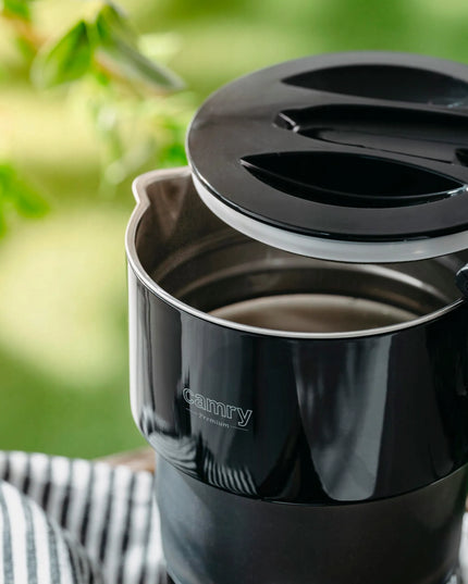 Mažas kelioninis elektrinis sulankstomas silikoninis virdulys 600ml 750W su krepšeliu