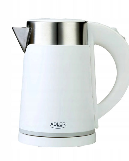 Mažas kelioninis elektrinis virdulys Adler 800W 0,6L metalinis baltas