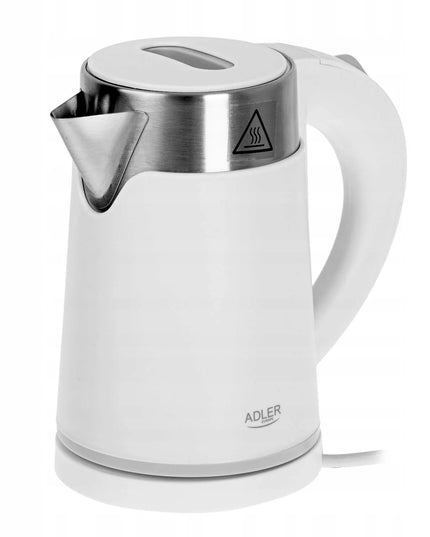 Mažas kelioninis elektrinis virdulys Adler 800W 0,6L metalinis baltas