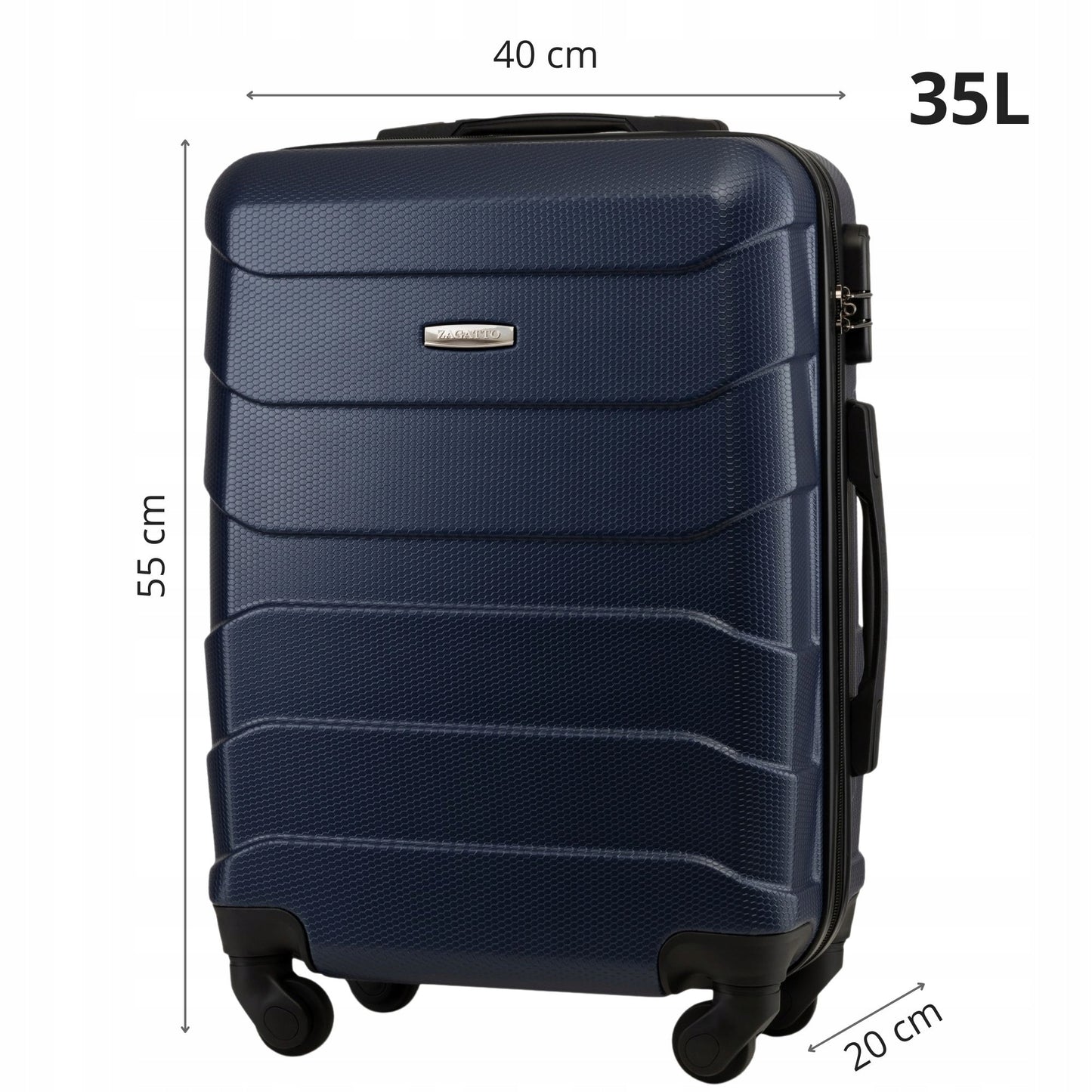 Mažas lagaminas rankiniam bagažui Zagatto 55x40x20 Ryanair – kietas ABS lagaminas su 4 ratukais ir užraktu