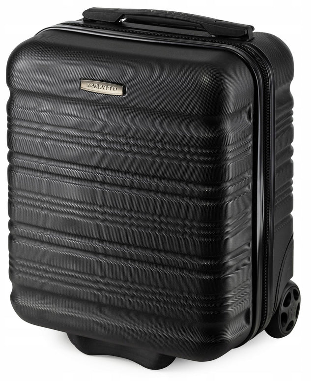 Mažas lagaminas su ratukais 40x30x20 cm rankinis bagažas lėktuvui WizzAir Ryanair kelioninis kietas lagaminas ABS plastikas juodas Zagatto ZG508