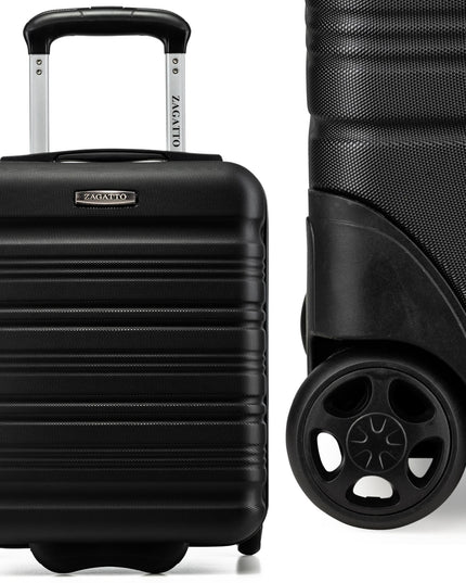 Mažas lagaminas su ratukais 40x30x20 cm rankinis bagažas lėktuvui WizzAir Ryanair kelioninis kietas lagaminas ABS plastikas juodas Zagatto ZG508
