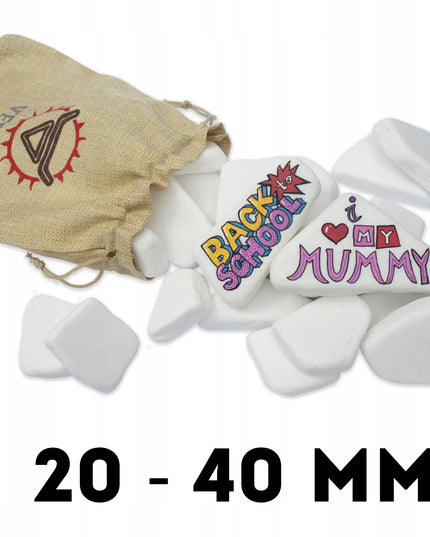 MAŽI PLOKŠTI BALTI AKMENYS PIEŠIMUI, LYGŪS AKMENUKAI, 1 kg