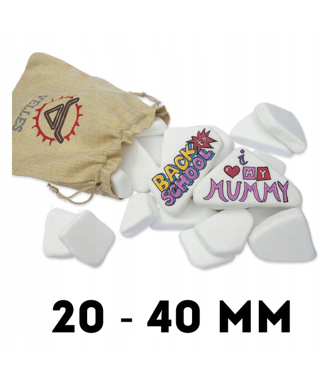 MAŽI PLOKŠTI BALTI AKMENYS PIEŠIMUI, LYGŪS AKMENUKAI, 1 kg