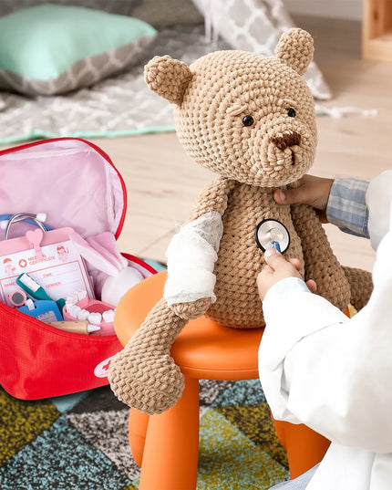 Mažojo gydytojo rinkinys MalPlay, medinis dentisto žaislas lagaminėlyje