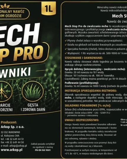 MECH STOP PRO TRAWNIKI profesionalus preparatas samanoms naikinti 1l