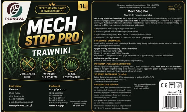 MECH STOP PRO TRAWNIKI profesionalus preparatas samanoms naikinti 1l