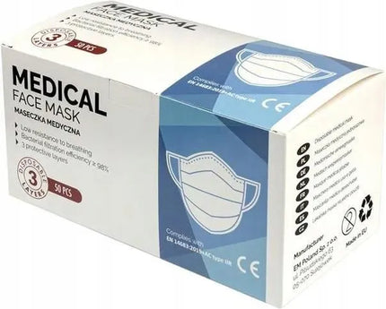 Medicininė apsauginė veido kaukė, Lenkijoje pagaminta, I tipo IIR, 50 vnt.