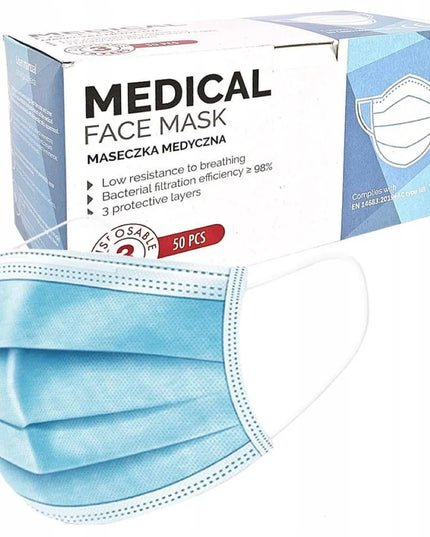 Medicininė apsauginė veido kaukė, Lenkijoje pagaminta, I tipo IIR, 50 vnt.