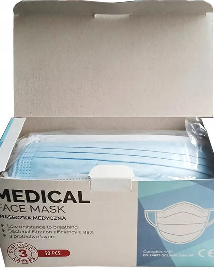 Medicininė apsauginė veido kaukė, Lenkijoje pagaminta, I tipo IIR, 50 vnt.