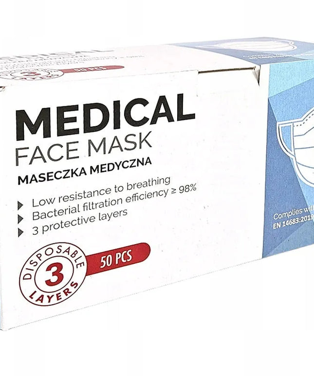 Medicininė apsauginė veido kaukė, Lenkijoje pagaminta, I tipo IIR, 50 vnt.