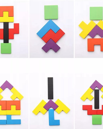 Medinė dėlionė Tetris Montessori galvosūkis vaikams 3D loginis žaidimas