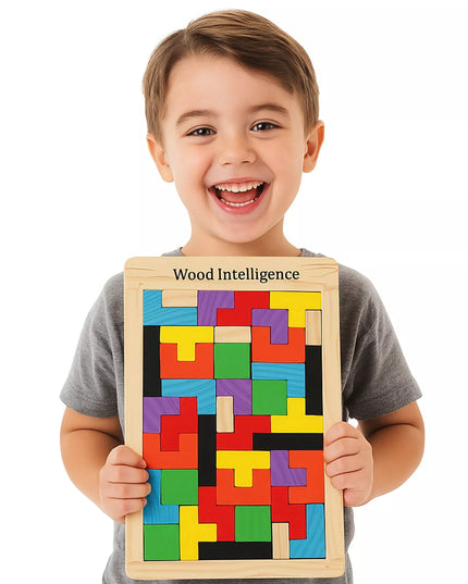 Medinė dėlionė Tetris Montessori galvosūkis vaikams 3D loginis žaidimas