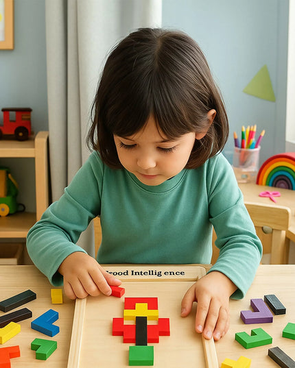 Medinė dėlionė Tetris Montessori galvosūkis vaikams 3D loginis žaidimas