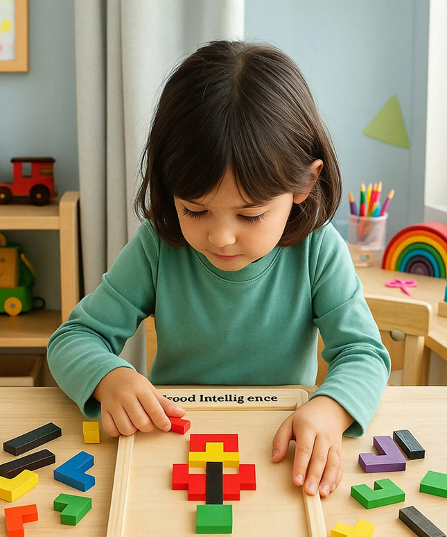 Medinė dėlionė Tetris Montessori galvosūkis vaikams 3D loginis žaidimas