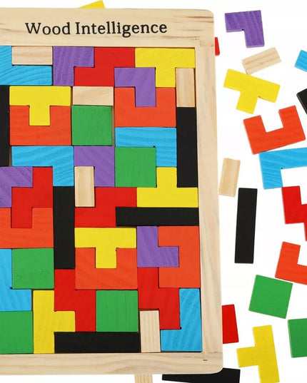 Medinė dėlionė Tetris Montessori galvosūkis vaikams 3D loginis žaidimas