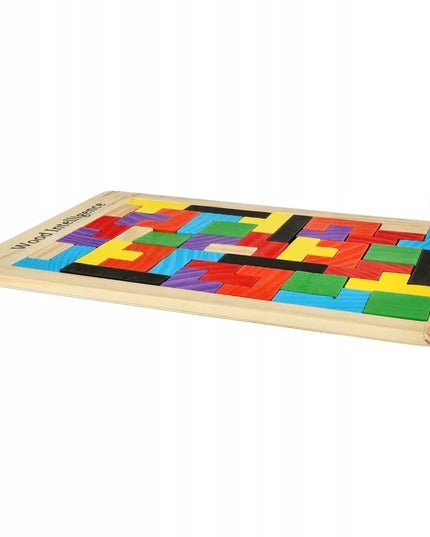 Medinė dėlionė Tetris Montessori galvosūkis vaikams 3D loginis žaidimas