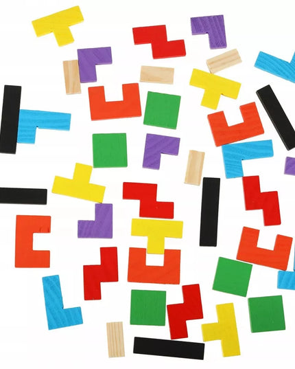 Medinė dėlionė Tetris Montessori galvosūkis vaikams 3D loginis žaidimas