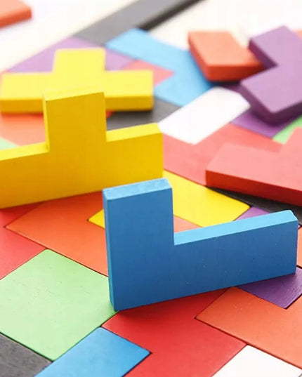 Medinė dėlionė Tetris Montessori galvosūkis vaikams 3D loginis žaidimas
