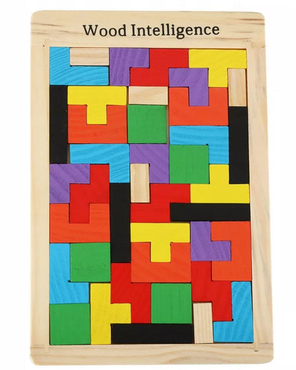 Medinė dėlionė Tetris Montessori galvosūkis vaikams 3D loginis žaidimas