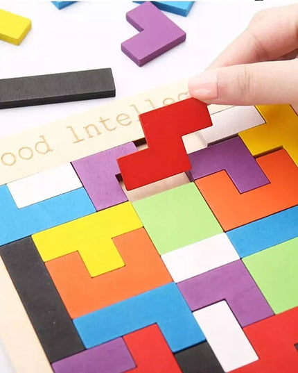 Medinė dėlionė Tetris Montessori galvosūkis vaikams 3D loginis žaidimas