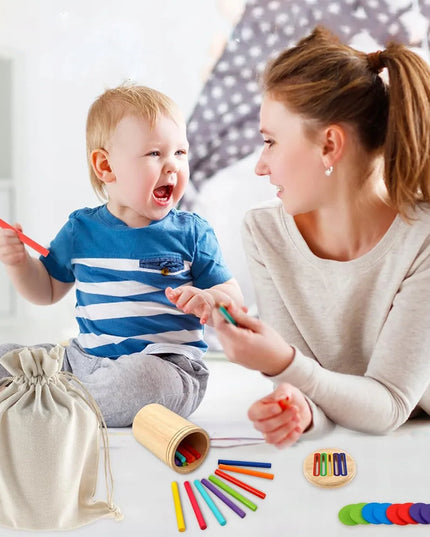 Medinis spalvų rūšiuoklis Montessori lavinamasis žaislas