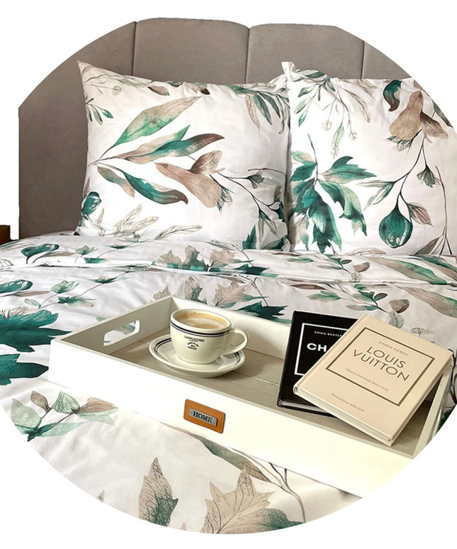 Medvilninės patalynės komplektas 160x200 LAPAI RAŠTAI 100% MEDVILNĖ